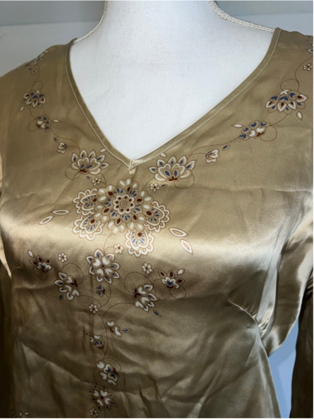NEW WhimsyGoth Floral Silk Blouse M